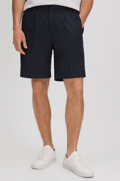 REISS SUSSEX - NAVY RELAXED DRAWSTRING SHORTS, 32