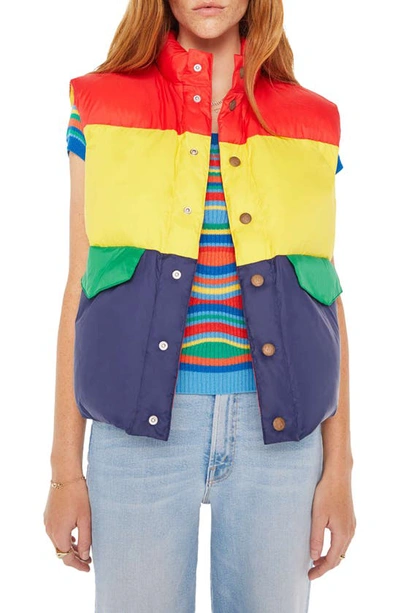 Mother The Pillow Talk Colorblock Puffer Vest In Black