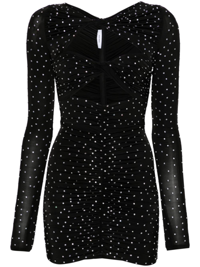 Alex Perry Crystal-embellished Ruched Minidress In Black