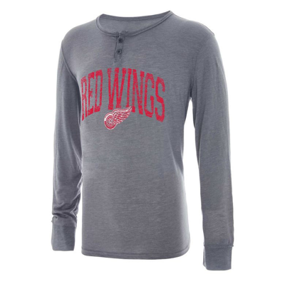 Concepts Sport Gray Detroit Red Wings Takeaway Henley Long Sleeve T-shirt