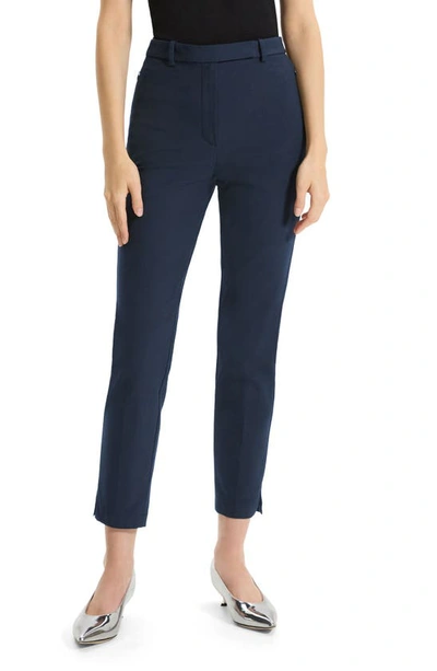 Theory Bistretch High-waist Tapered Crop Pants In Nocturne Navy