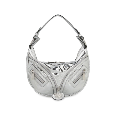 Versace Repeat Hobo Shoulder Bag In Silver