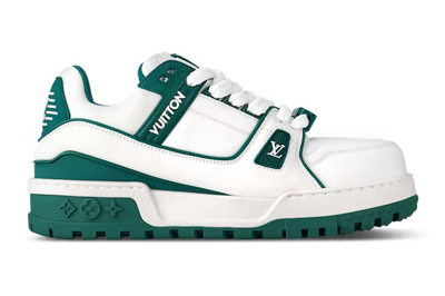 Pre-owned Louis Vuitton Lv Trainer Maxi Sneaker White Green In White/green