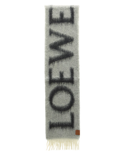 Loewe Scarf In Wool And Mohair In Grey