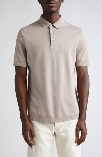 Herno Cotton Jersey Polo In 2600 Taupe
