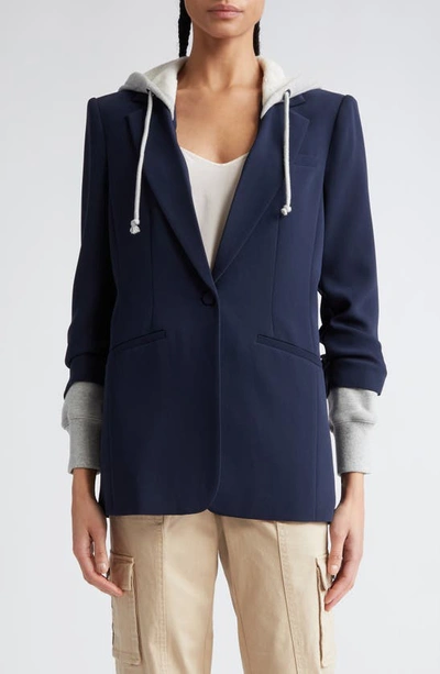 Cinq À Sept Cinq A Sept Khloe Hooded Blazer In Navy/heather Grey