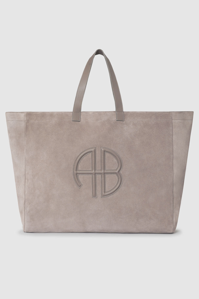 Anine Bing Xl Rio Tote In Taupe Suede