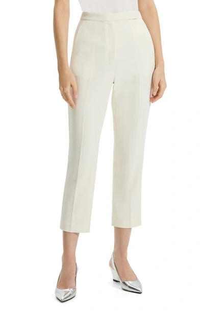 Theory High-waist Slim Cropped Admiral Crepe Pants In Rice
