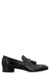 GUCCI GUCCI WEB DETAIL LEATHER LOAFERS