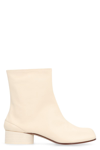 Maison Margiela Leather Booties With Cut-out Detail Heel 6 Cm In Panna