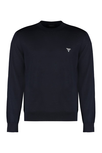 Prada Virgin Wool Crew-neck Sweater In Black