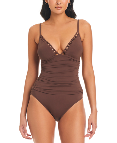 Bleu By Rod Beattie Pulling Strings One-piece Swimsuit In Hickory