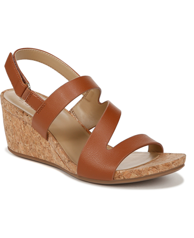 Naturalizer Adria Wedge Sandals In Toffee Faux Leather