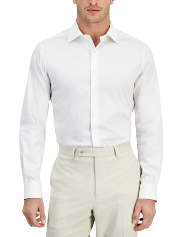 Alfani Men's Slim-fit Temperature Regulating Dress Shirt, Created For Macy's In Bright White