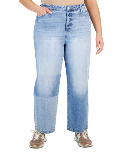 And Now This Plus Size Ultra-high-rise Two-tone Jeans In Blue Wash