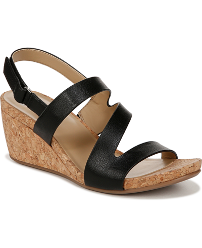 Naturalizer Adria Wedge Sandals In Black Faux Leather