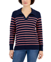 STYLE & CO WOMEN'S STRIPED COLLARED TUNIC SWEATER, CREATED FOR MACY'S