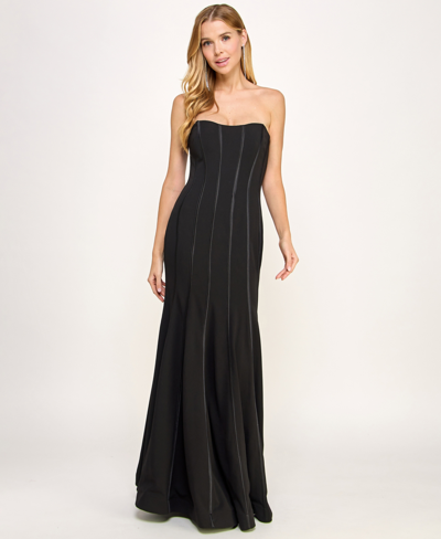 Speechless Juniors' Corset Strapless Gown, Created For Macy's In Black