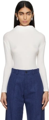 Marie Adam-leenaerdt White Structured Collar Long Sleeve T-shirt In White