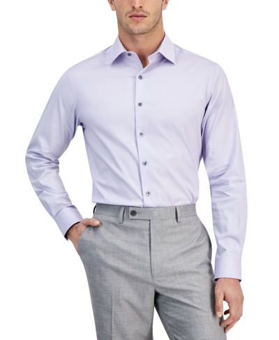 Alfani Men's Regular-fit Temperature Regulating Solid Dress Shirt, Created For Macy's In Lilac Whisper