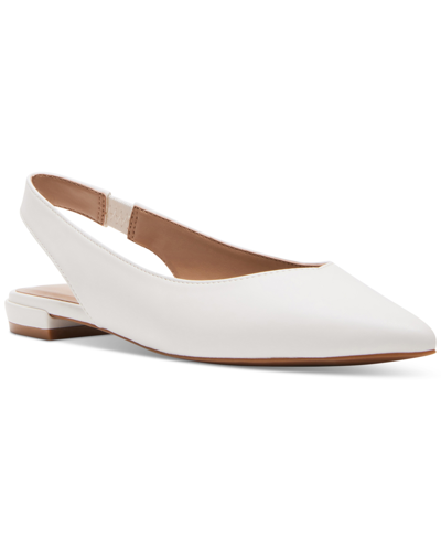 Madden Girl Deviin Pointed-toe Slingback Flats In White Smooth