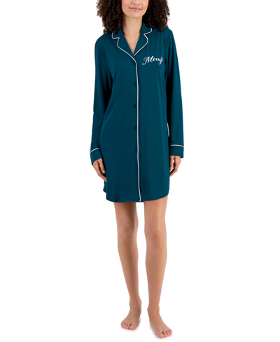 Charter Club Sueded Super Soft Knit Sleepshirt Nightgown, Created For Macy's In Merry Emerald