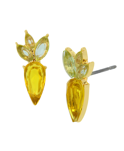 Betsey Johnson Faux Stone Carrot Stud Earrings In Yellow