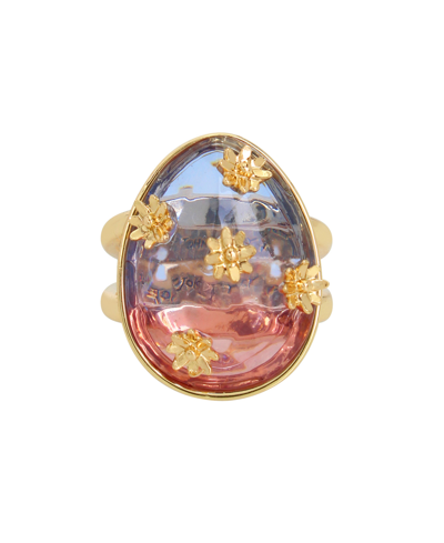 Betsey Johnson Faux Stone Egg Cocktail Ring In Multi