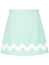 Patou Green Tweed A-line Miniskirt In Green