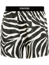 Tom Ford Velvet-trimmed Zebra-print Silk-blend Satin Shorts In Black