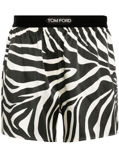 TOM FORD SATIN-SHORTS MIT ZEBRA-PRINT