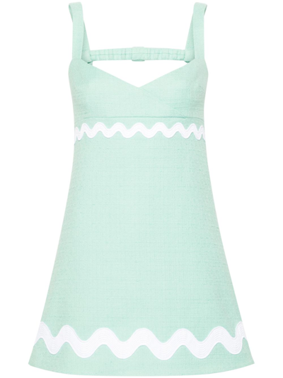 Patou Green Scallop-trim Bouclé Minidress