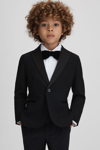 REISS B - BLACK KNIGHTSBRIDGE B SENIOR TUXEDO SATIN SINGLE BREASTED BLAZER, UK 10-11 YRS