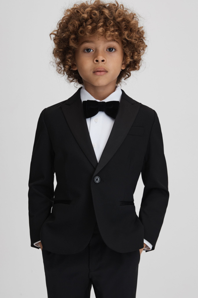 Reiss Kids' B - Black Knightsbridge B Senior Tuxedo Satin Single Breasted Blazer, Uk 10-11 Yrs