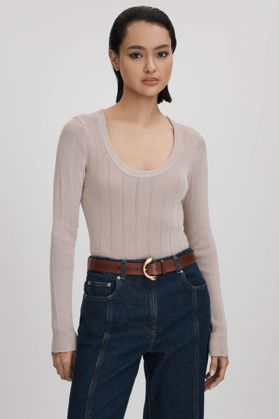 Reiss Sierra Scoop Neck Sweater In Neutral