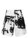 Alexander Mcqueen All Over Print Bermuda Shorts In Black