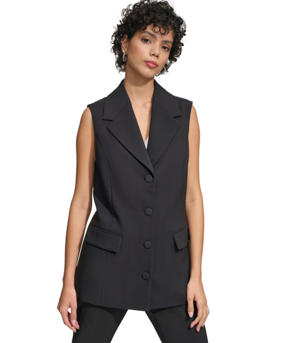 Calvin Klein Women's Button Front Vest In Black
