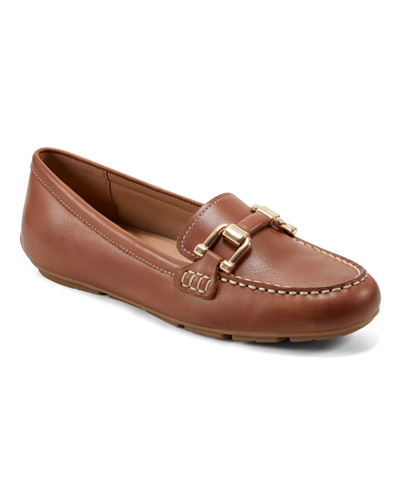 Easy Spirit Women's Megan Slip-on Round Toe Casual Loafers In Medium Brown Leather