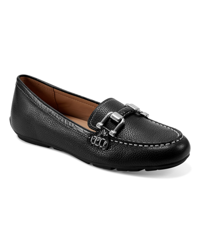 Easy Spirit Women's Megan Slip-on Round Toe Casual Loafers In Black Leather