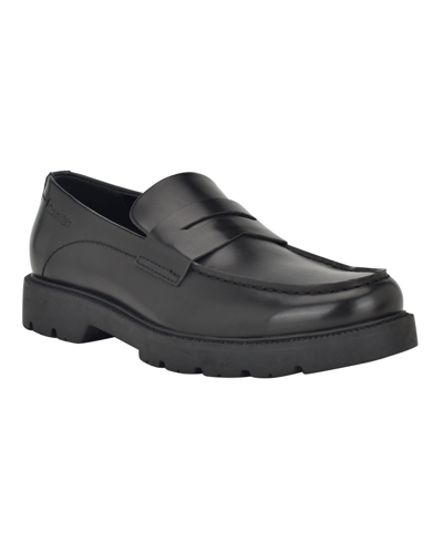Calvin Klein Men's Tollin Lug-sole Casual Loafers In Black