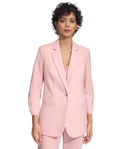 Calvin Klein Women's Infinite Stretch Ruched-cuff Blazer In Silver Pink