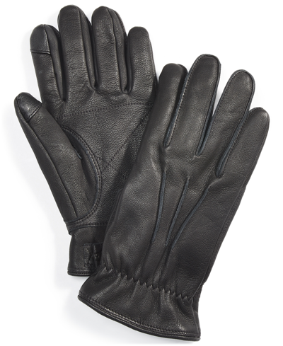 Ugg Men's 3-point Leather Tech Gloves With Faux-fur Lining In Black