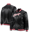 MITCHELL & NESS MEN'S MITCHELL & NESS BLACK CHICAGO BULLS BIG AND TALL HARDWOOD CLASSICS RAGLAN SATIN FULL-SNAP JACK