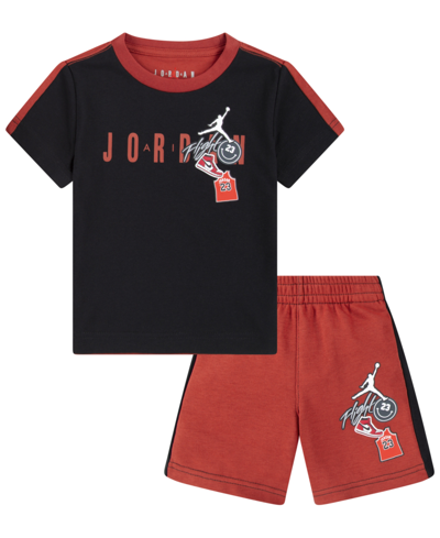 Jordan Kids' Toddler Boys Patch T-shirt And Shorts, 2-piece Set In Black/red