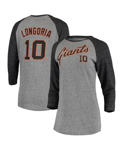 5th & Ocean Women's  By New Era Evan Longoria Gray San Francisco Giants Script Name And Number Raglan