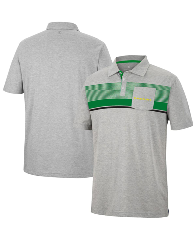 Colosseum Men's  Heathered Gray Oregon Ducks Golfer Pocket Polo Shirt