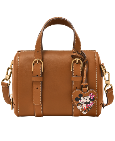 Fossil Carlie Mini Leather Satchel Bag In Saddle