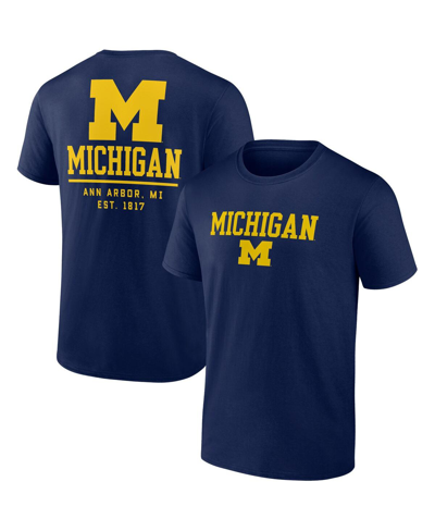Fanatics Men's  Navy Michigan Wolverines Game Day 2-hit T-shirt
