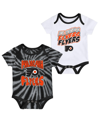 OUTERSTUFF NEWBORN AND INFANT BOYS AND GIRLS BLACK, WHITE PHILADELPHIA FLYERS MONTEREY TIE-DYE TWO-PACK BODYSUI
