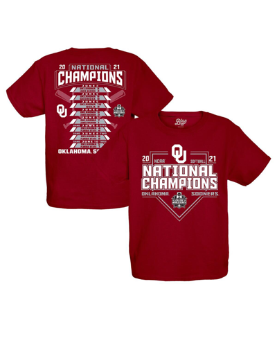 Blue 84 Kids' Boys Youth  Crimson Oklahoma Sooners 2021 Ncaa Softball Women's College World Series Champion